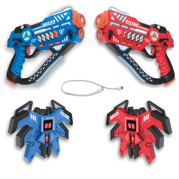 Pulse Lasergame Set 2 Spelers — 2 blasters en 2 trilvesten in blauw en rood