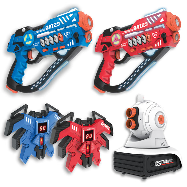 Pulse Lasergame Set Projector voor 2 spelers — blasters, trilvesten en interactieve projector