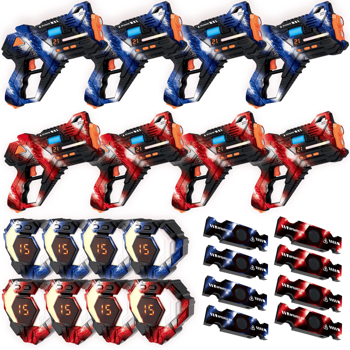 Savorelle Base Lasergame Set 8 Spelers - 360° Vest, 15 Levens, Familie-set