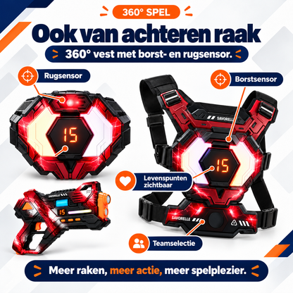 Savorelle Base Lasergame Set 2 Spelers - 360° Vest, 15 Levens, Familie-set