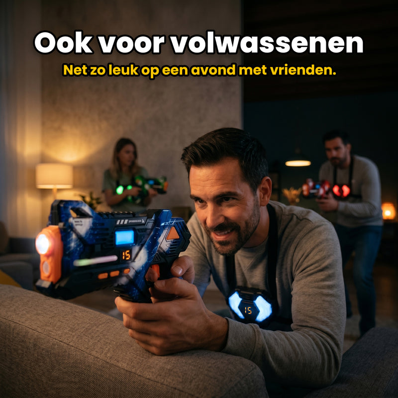 Savorelle Base Lasergame Set 4 Spelers - 360° Vest, 15 Levens, Familie-set