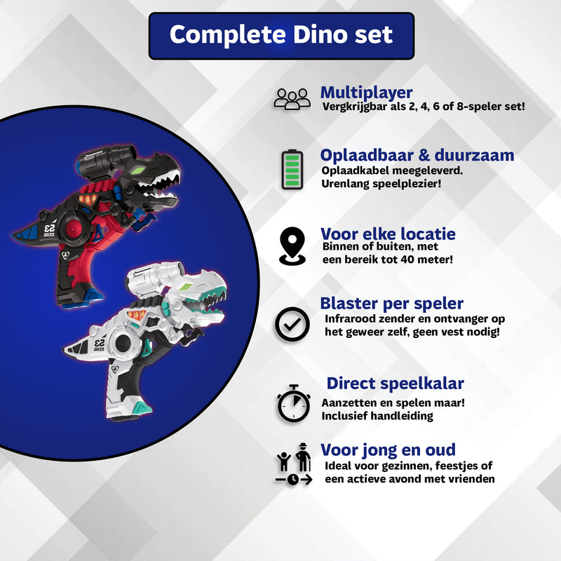 Savorelle Dino Lasergame Set 4 Spelers - T-Rex Blasters, 6+, Geen Vest Nodig