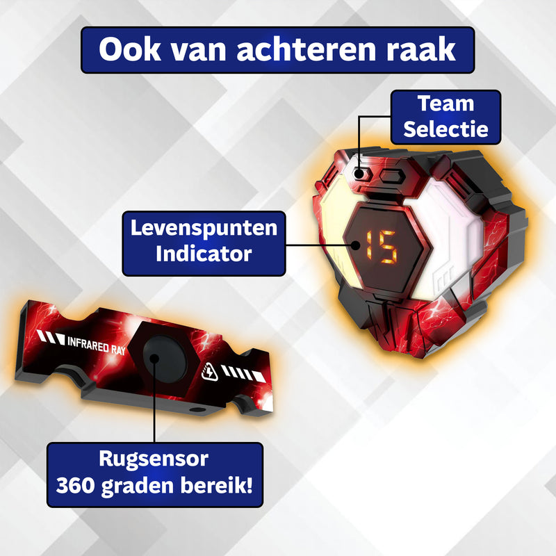 Savorelle Base Lasergame Set 4 Spelers - 360° Vest, 15 Levens, Familie-set