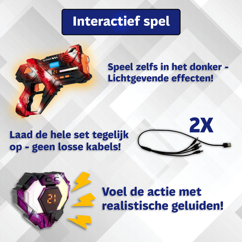 Savorelle Base Lasergame Set 4 Spelers - 360° Vest, 15 Levens, Familie-set
