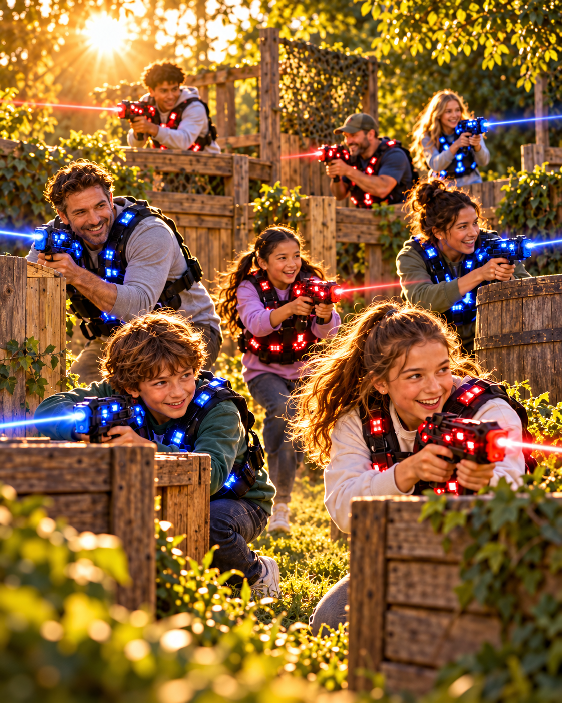 Grotere groep speelt lasergame tijdens een feestje met Savorelle